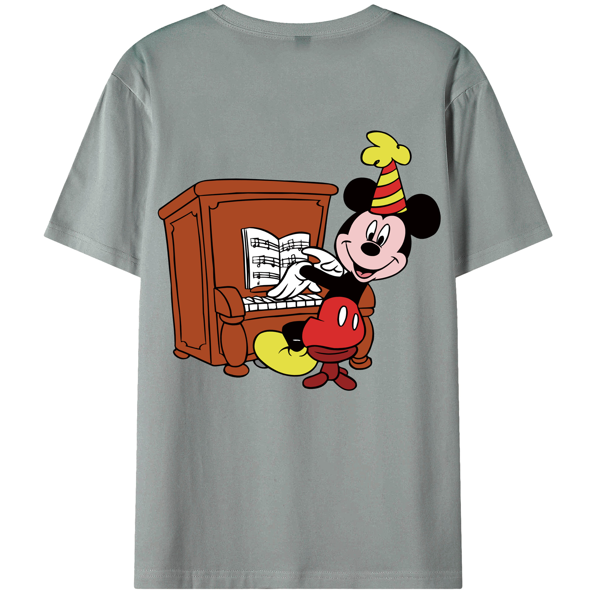 ミッキーマウス Mickey Mouse 綿100％ メンズ半袖Tシャツ（バックプリント） 通気性